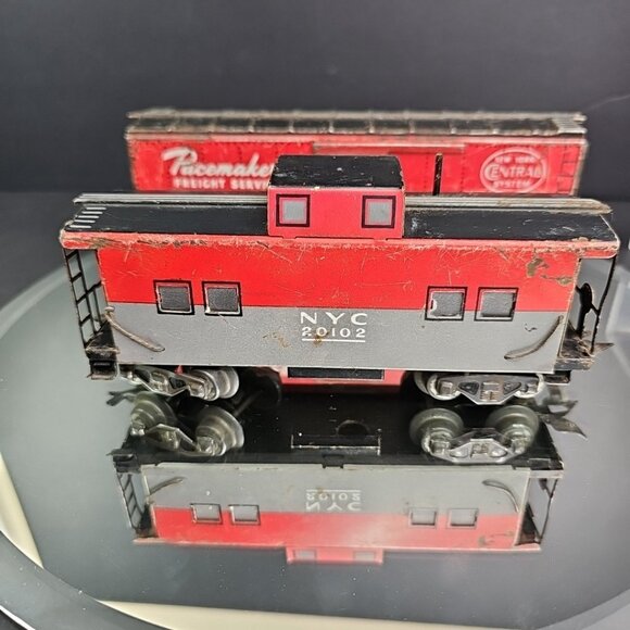 Marx O GaugeFreight Car And Caboose Pair Tin Train Vintage Railroad Made In USA - Picture 11 of 16